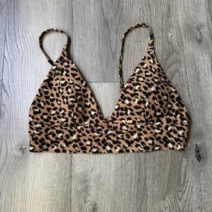 Aerie Leopard Longline Triangle Bikini Top Size M